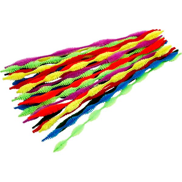 Pfeifenputzer Wellenform, bunt sortiert, 5-12mm, 30 cm, 28 Stück