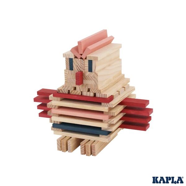 KAPLA 120er Bausteine Box - Natur, Rosa, Rot, Dunkelblau