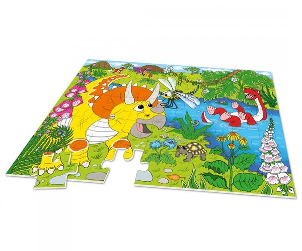 Komplett-Set 3 XXL Puzzle - Auf Streife mit der Polizei, Feuerwehr und Dinosaurier