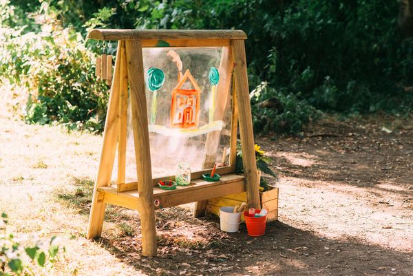 Outdoortafel, Holz + Plexiglas, 144 x 50 x 116 cm - Lieferbar ab Mai 2025