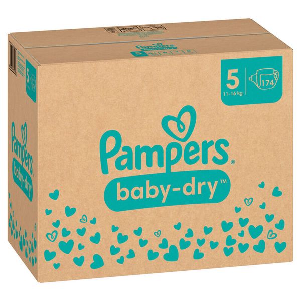 Pampers Baby Dry Gr. 5 Junior (11-16kg), Vorratspack (4 Kartons)