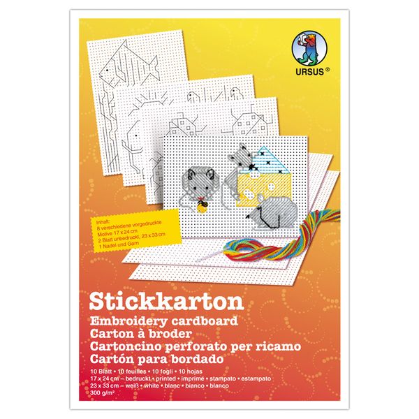 Stickkarton Bastelpackung mit Nadel und Garn