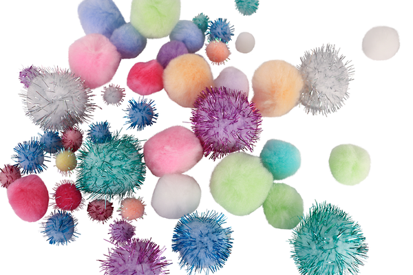 Pompons Mix pastell, Ø 1,5-4 cm, 1050 Stück Großpackung