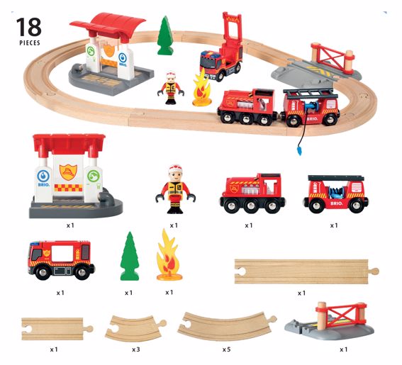 BRIO Bahn Feuerwehr Set (18 Teile), ab 3 Jahre