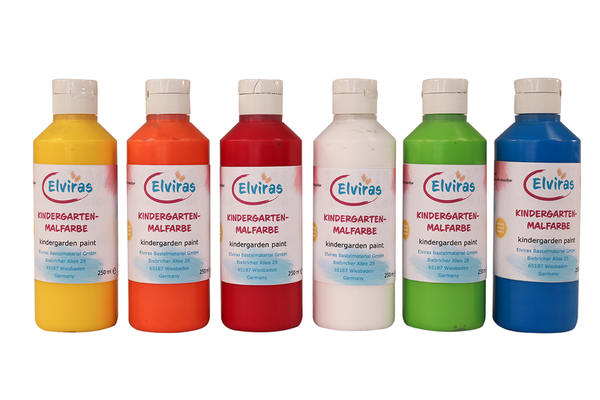 ELVIRAS Fingermalfarbe Grundfarben-Set, 6 x 250ml