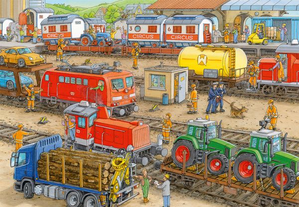 RAVENSBURGER Puzzle Trubel am Bahnhof, 2 x 24 Teile, ab 4 Jahre