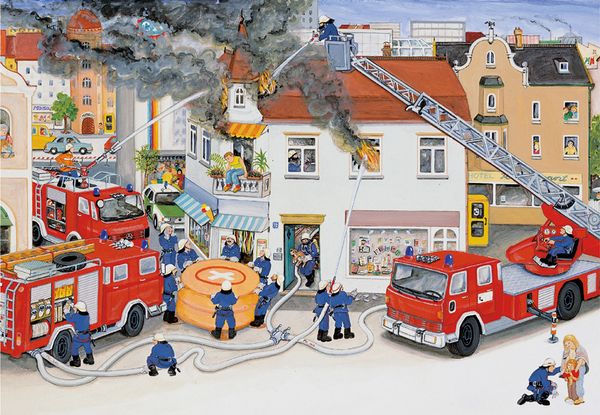 RAVENSBURGER Puzzle Bei der Feuerwehr, 2 x 24 Teile, ab 4 Jahre