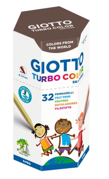 GIOTTO Fasermaler, Turbo Color, Skin Tones, 32 Stifte