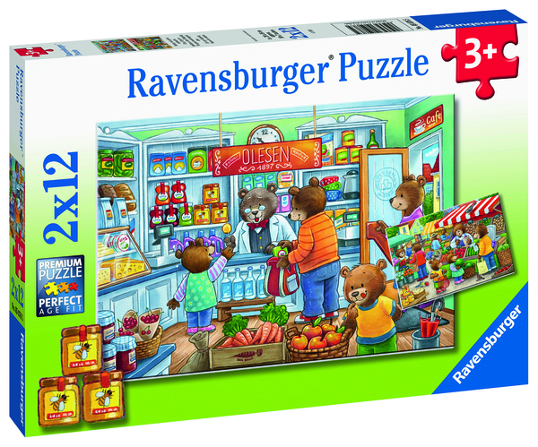 RAVENSBURGER Puzzle Komm, wir gehen einkaufen, 2 x 12 Teile, ab 3 Jahre