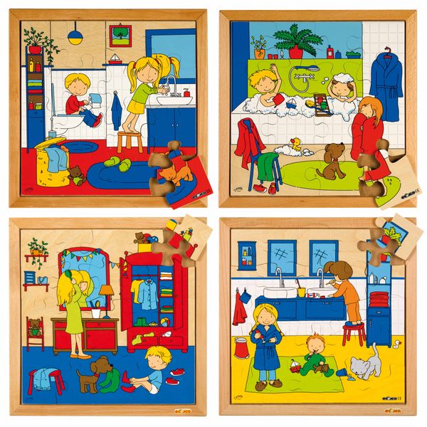 EDUCO Hygiene Puzzles, 4 Puzzle, 2 x 16 + 2 x 25 Teile,  ab 4 Jahre