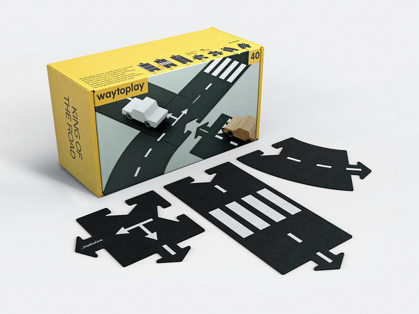 waytoplay Set "King of the Road", Spielstraßenelemente aus PVC, 40 Teile