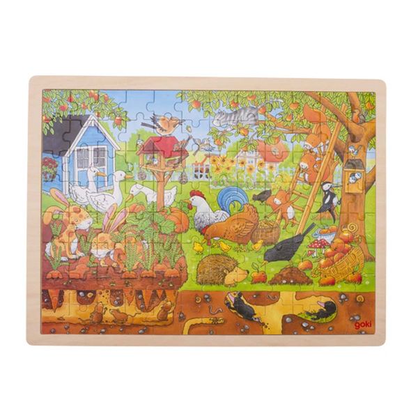 GOKI Einlegepuzzle Unser Garten, Holz, 96 Teile, ab 3 Jahre