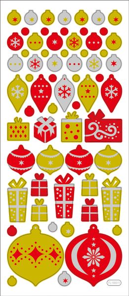 Glitter-Sticker X-Mas, 5 Blatt sortiert