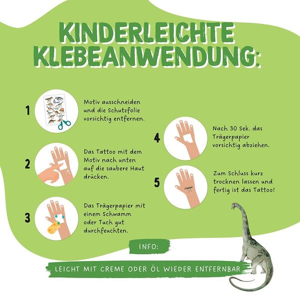 100 Kindertattoos zum Aufkleben – Welt der Dinos