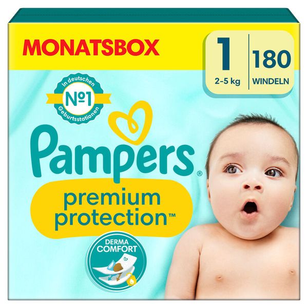 Pampers Premium Protection New Baby Gr. 1, Newborn (2-5 kg), 180 Stk. 