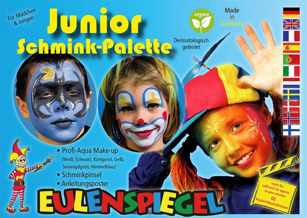 EULENSPIEGEL Junior-Schminkpalette, 6 Farben + Pinsel