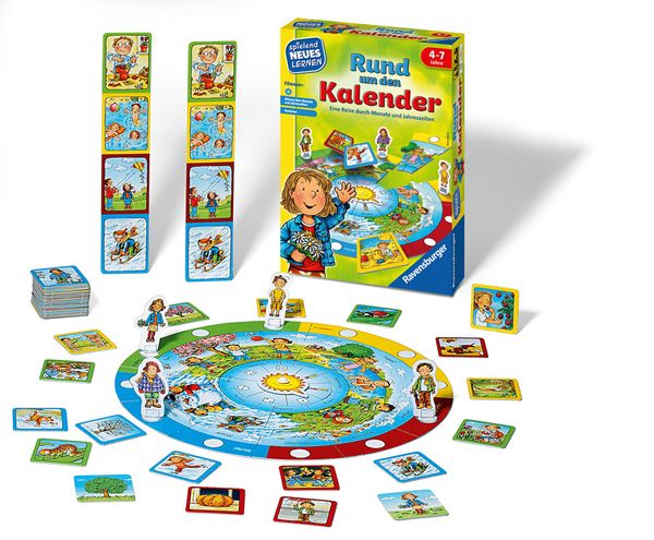 RAVENSBURGER Rund um den Kalender, Lernspiel, 2-4 Spieler, 4-7Jahre