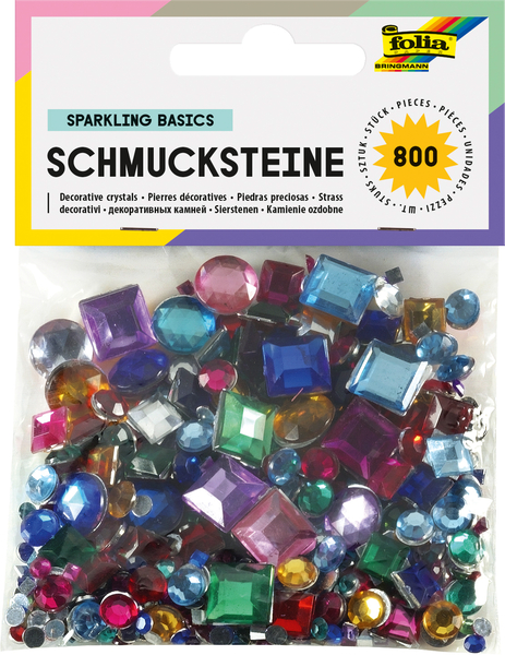 Schmucksteine eckig und rund, 800 Stück, Größen/Farben sortiert