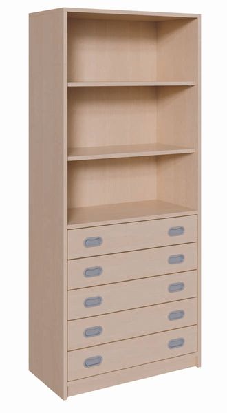 Schrank, 5 Schubladen, 2 Einlegeböden (B/H/T: 78 x 160 x 40 cm)