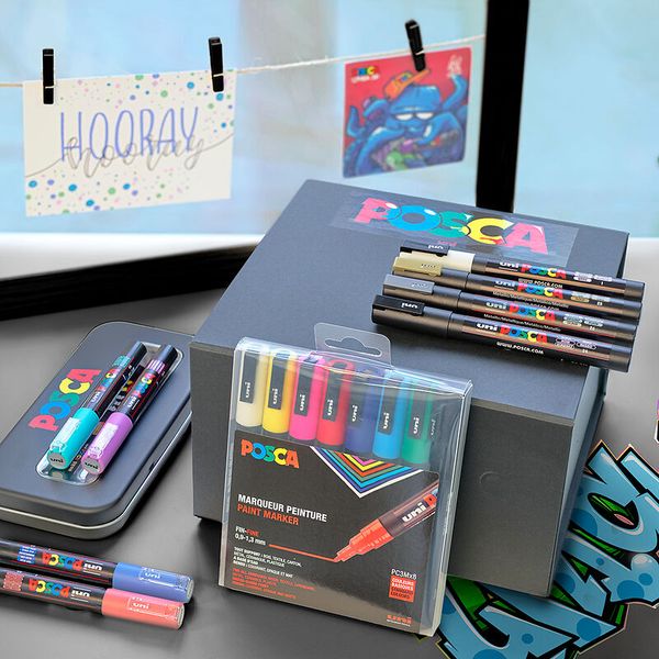 POSCA Stifte 8er Etui-Grundfarben, medium