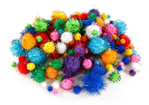 Glitterbastelpompons, 500 Stück