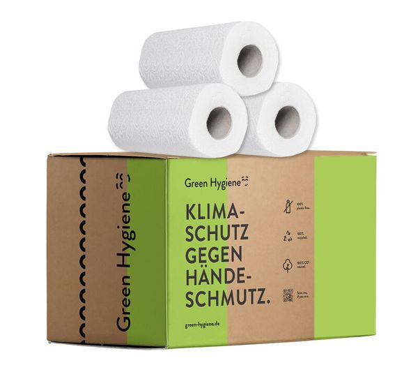 GREEN HYGIENE CO2-neutrale Küchenrolle, weiß, 3-lagig, 100 Blatt, 12 Rollen