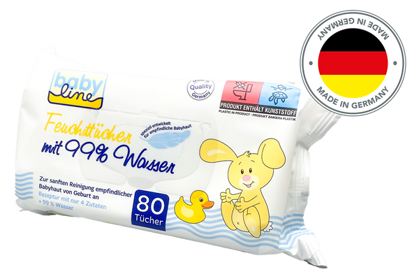 Feuchttücher Babyline 99% Wasser, 12x80 Stück