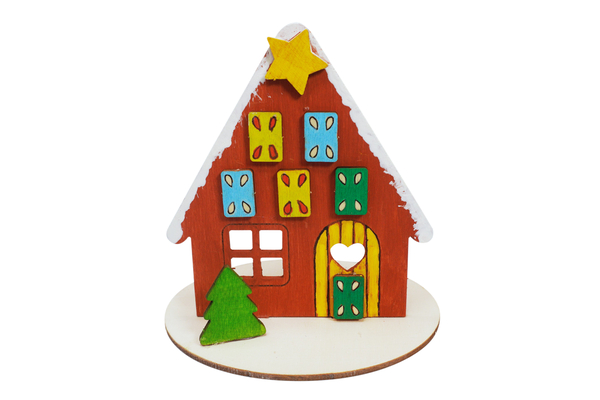 Lebkuchenhaus aus Holz, 6 Stück (SONDERANGEBOT)