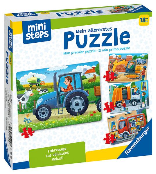 RAVENSBURGER Mein allererstes Puzzle: Fahrzeuge, 4 erste Puzzles mit 2-5 Teilen, ab 18 Monate