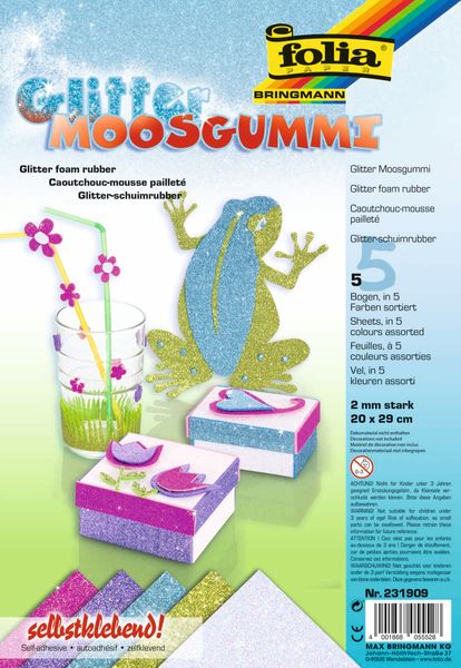 Glitter-Moosgummi ICE, 20x29cm, 5 Blatt