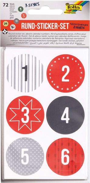 Rund-Sticker-Set für Adventskalender, 3x24 Stück
