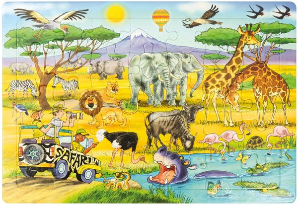 Puzzle Safari, 35 Teile aus Karton, ab 3 Jahre