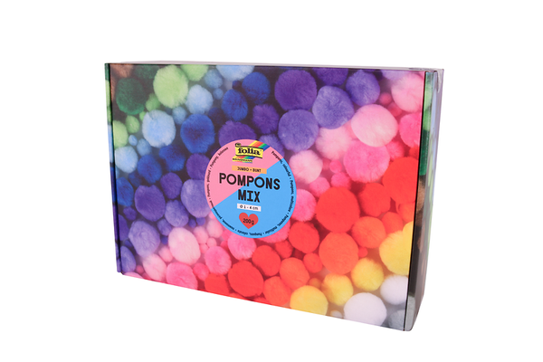 Pompons Mix bunt, Ø 1-4 cm, 930 Stück Großpackung