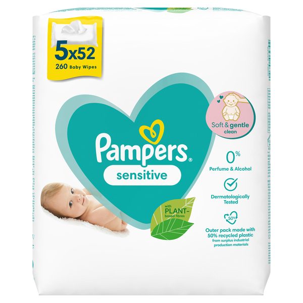 Pampers Feuchttücher Sensitive, 5x52 Stück