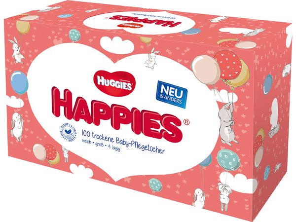 Huggies Happies trockene Babytücher, 10x100 Stk.