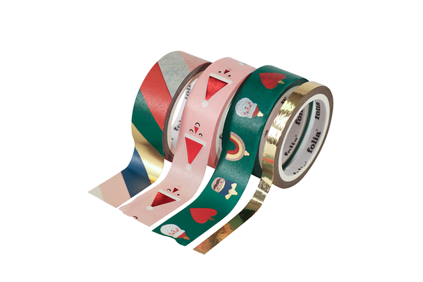 Washi Tape, Weihnachtsmotive, 4x10m, 3 Rollen