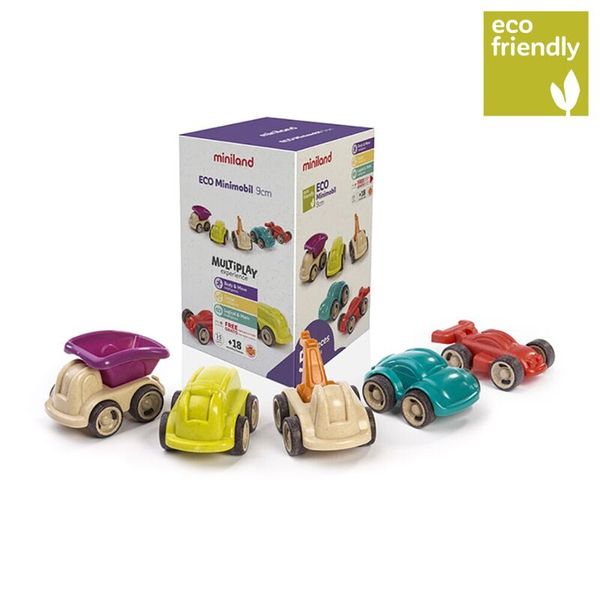 ECO Minimobil Autos, 5 Stück, Größe 12 cm, ab 18 Monate