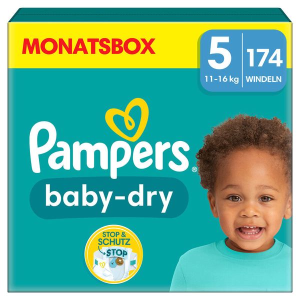 Pampers Baby Dry Gr. 5 Junior (11-16kg), Vorratspack (4 Kartons)