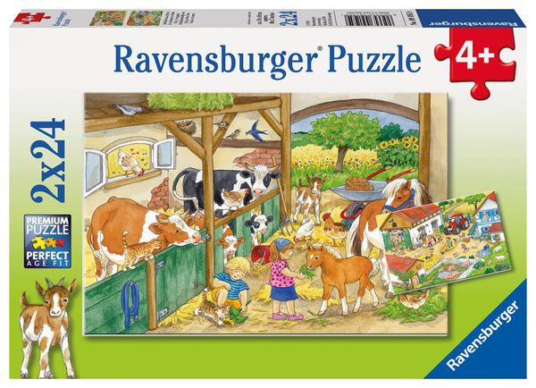 RAVENSBURGER Puzzle fröhliches Landleben, 2 x 24 Teile, ab 4 Jahre