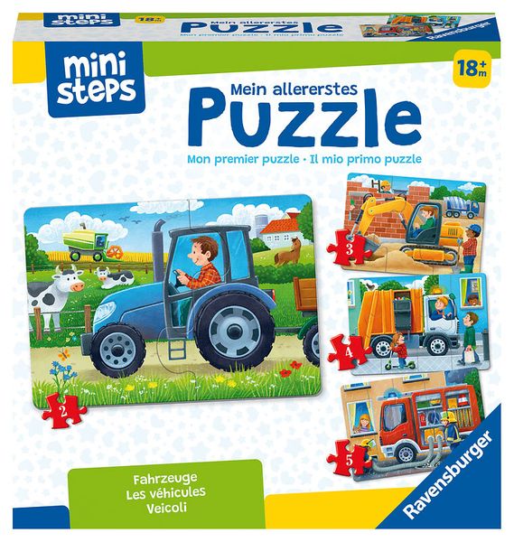 RAVENSBURGER Mein allererstes Puzzle: Fahrzeuge, 4 erste Puzzles mit 2-5 Teilen, ab 18 Monate