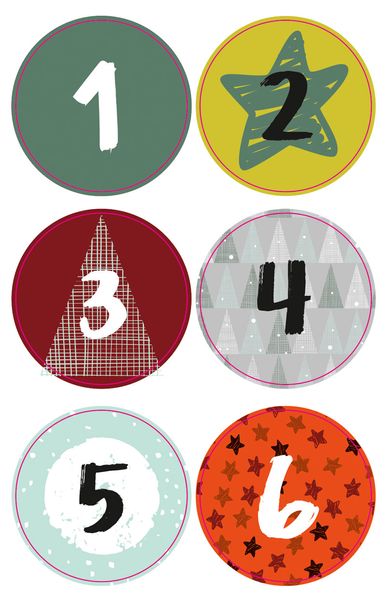 Rund-Sticker-Set für Adventskalender, 3x24 Stück
