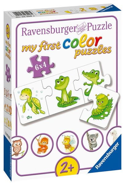 RAVENSBURGER my first color puzzles: Meine liebsten Tierkinder, 6 Kinderpuzzles mit 4 Teilen, ab 2 Jahre