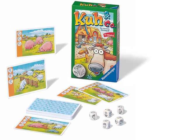 RAVENSBURGER Kuh & Co. das tierische Würfelspiel - Mitbringspiel, ab 4 Jahre