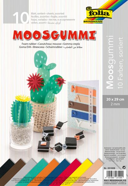 Moosgummi, 20x29 cm, 10 Bogen