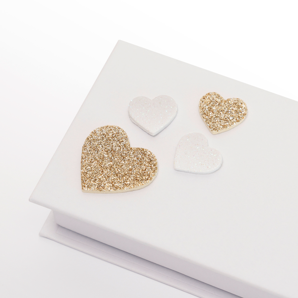 Glitter-Sticker Herzen, gold & silber