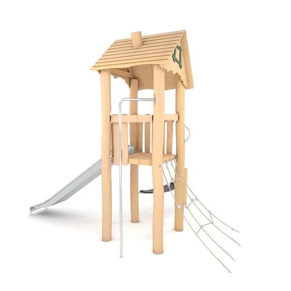 Spielturm mit Rutsche und Feuerwehrstange, Robinia