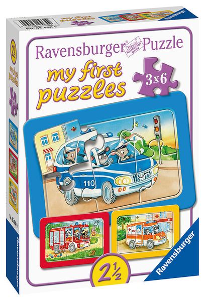 RAVENSBURGER my first puzzles: Tiere im Einsatz, 3 Kinderpuzzles mit 6 Teilen, ab 2,5 Jahre