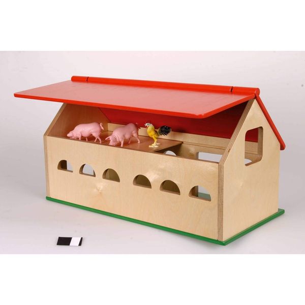 EDUCO Bauernhof aus Holz mit aufklappbarem Dach, LxB: 50 x 24 cm