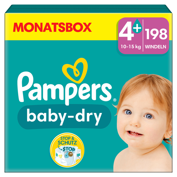 Pampers Baby Dry Gr. 4+ Maxi Plus (10-15kg), 198 Stk. 