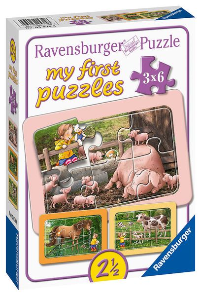 RAVENSBURGER my first puzzles: Lotta auf dem Bauernhof, 3 Kinderpuzzles mit 6 Teilen, ab 2,5 Jahre